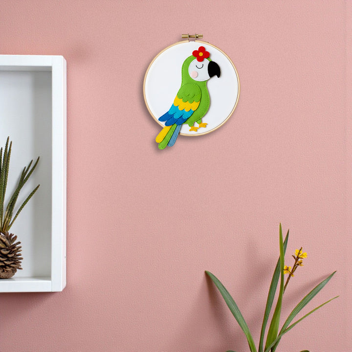 Handmade Parrot Theme Felt Wall Hoop