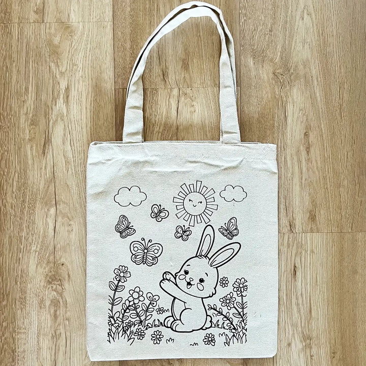 DIY Colour It Yourself Bunny Cotton Kids Tote Bag
