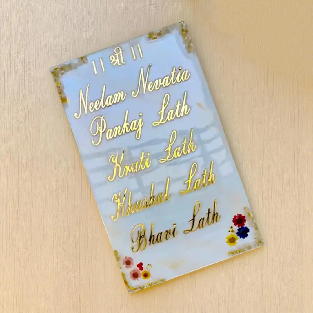 Personalized White Floral Resin Name Plate