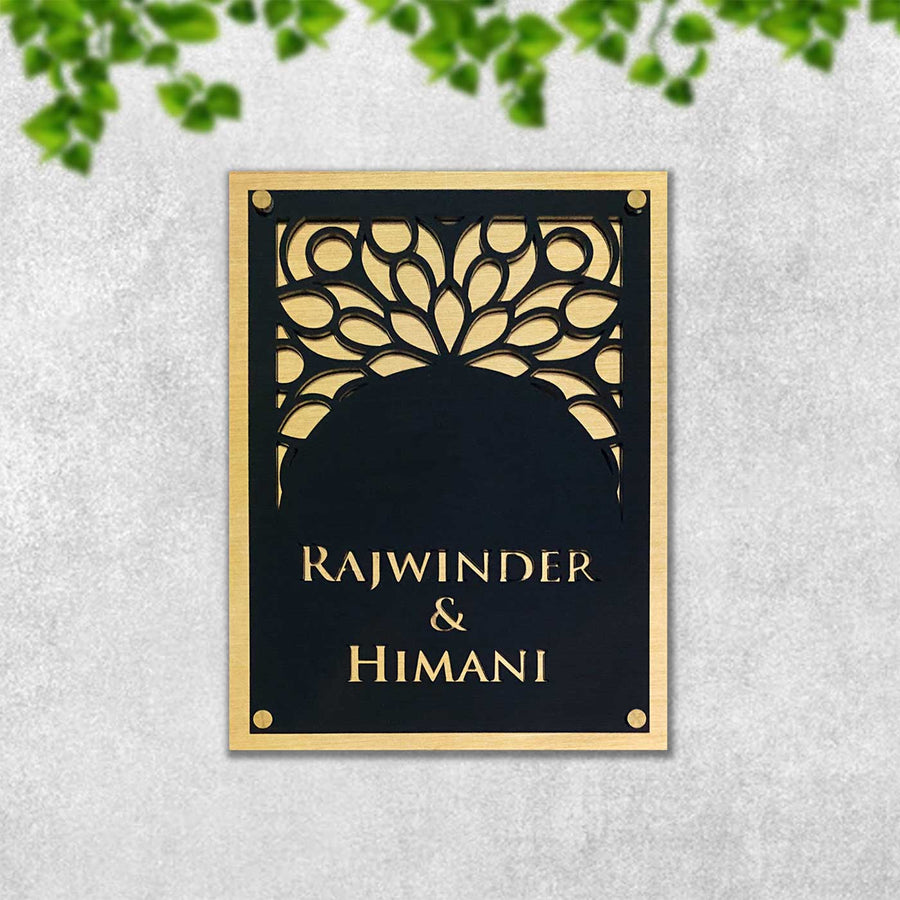 Personalized Shiny Gold Acrylic Name Plate - Mounted on Wall Close-up