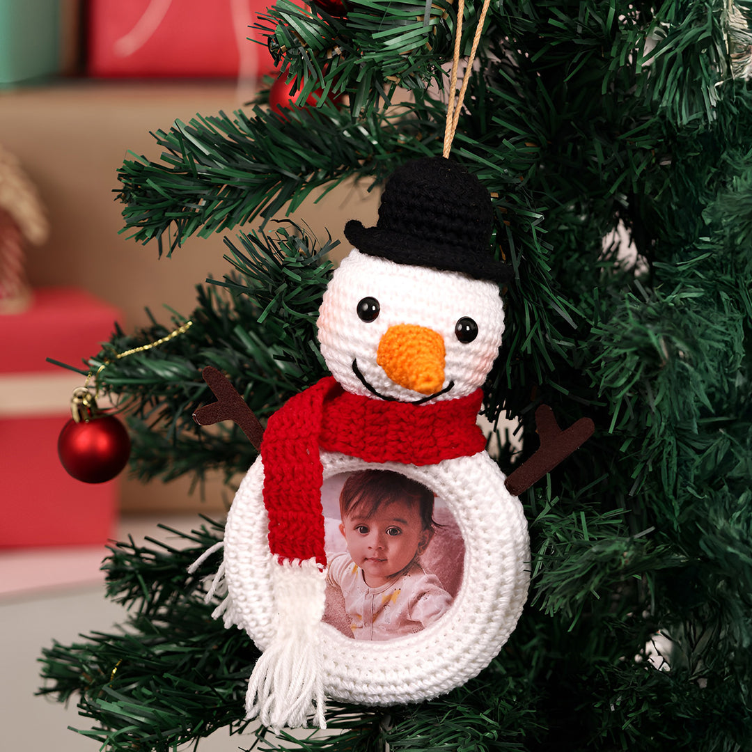 Handmade Snowman Crochet Ornament For Christmas Tree Decoration