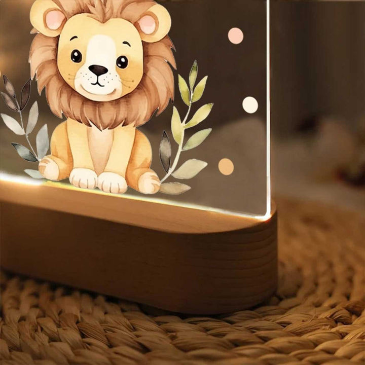 Personalized Lion Theme Acrylic LED Table Lamp For Kids