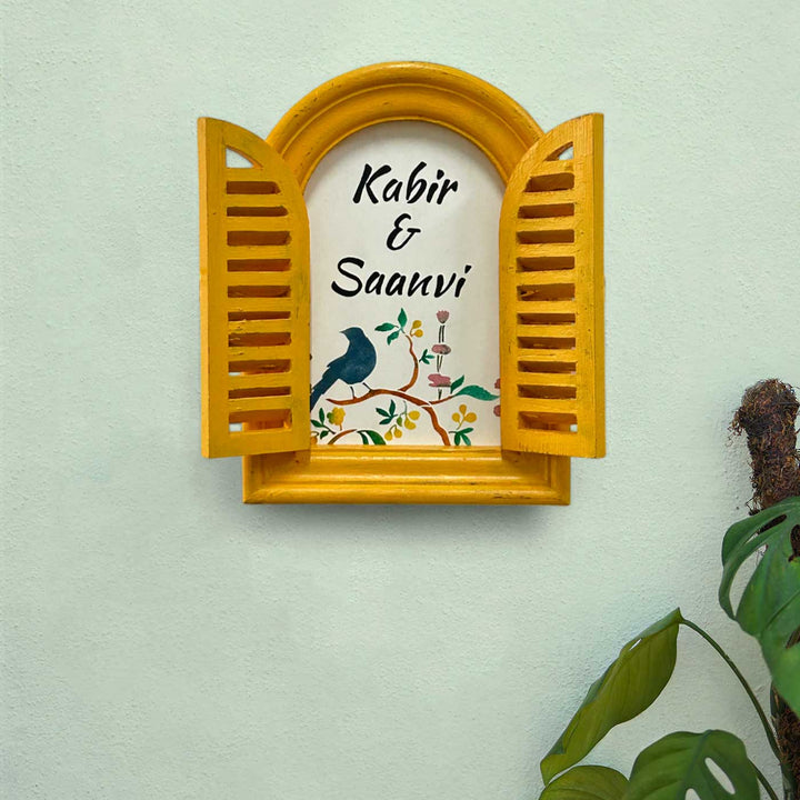 Arched Vintage Window Name Plate With Artwork