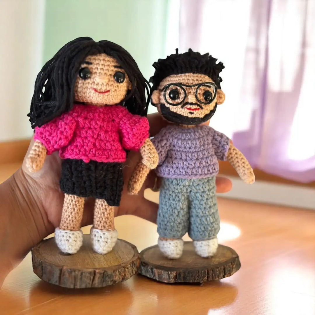 Photo Personalized Handmade Crochet Cotton Replica Doll | Set Of 2