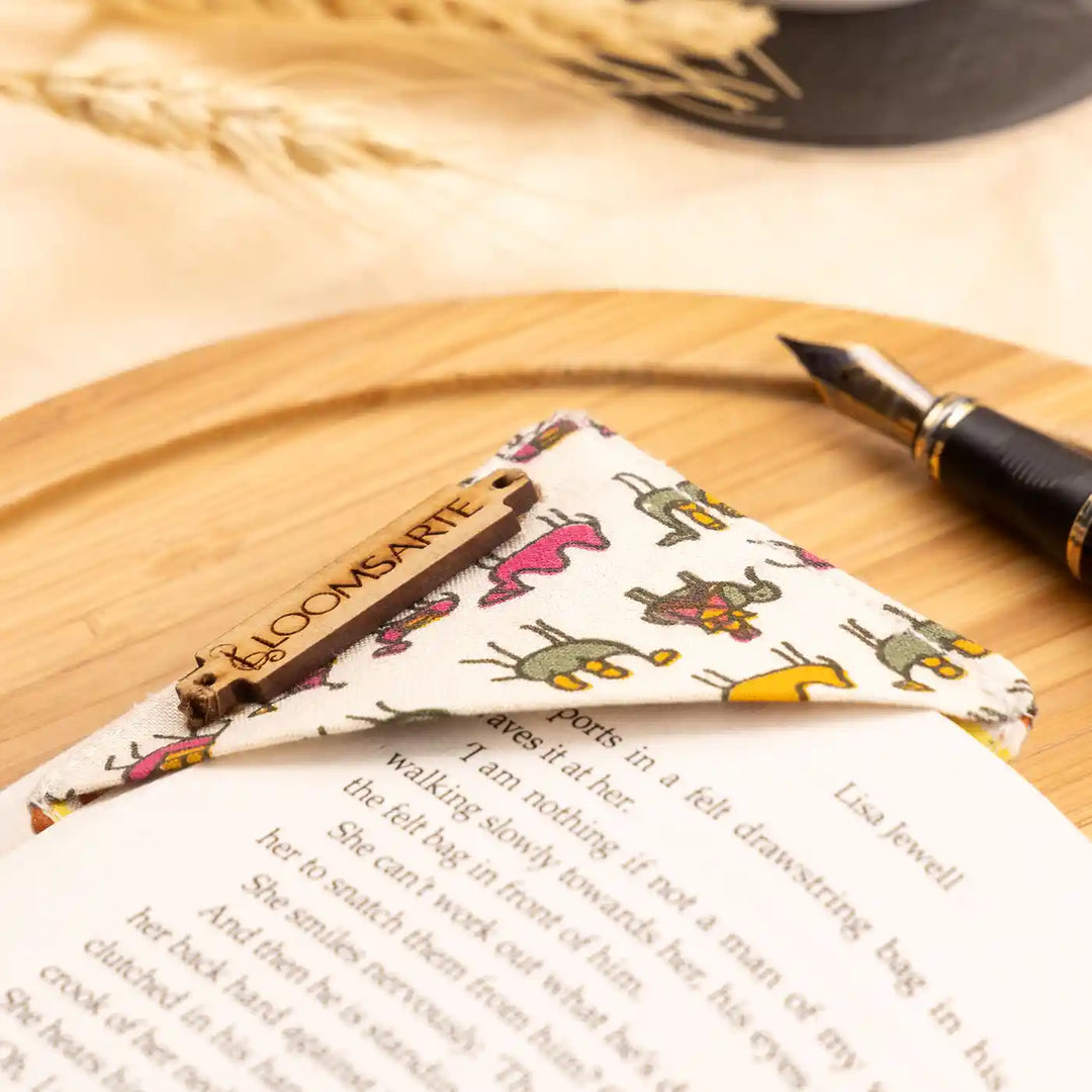Handmade Zoo Print Cotton Ecofriendly Square Bookmark | 3 x 3 inch