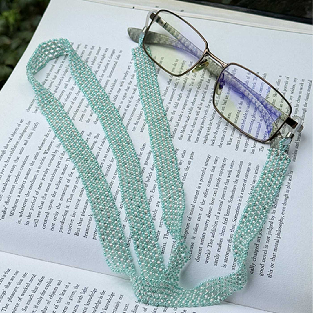 Handmade Beaded Blue & White Point Patti Spectacle / Eye Glass Chain
