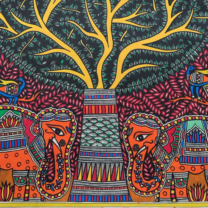 22 x 30 Inch | Tree Of Life | Original Hand Painted Madhubani Painting | Natural Pigments On Paper