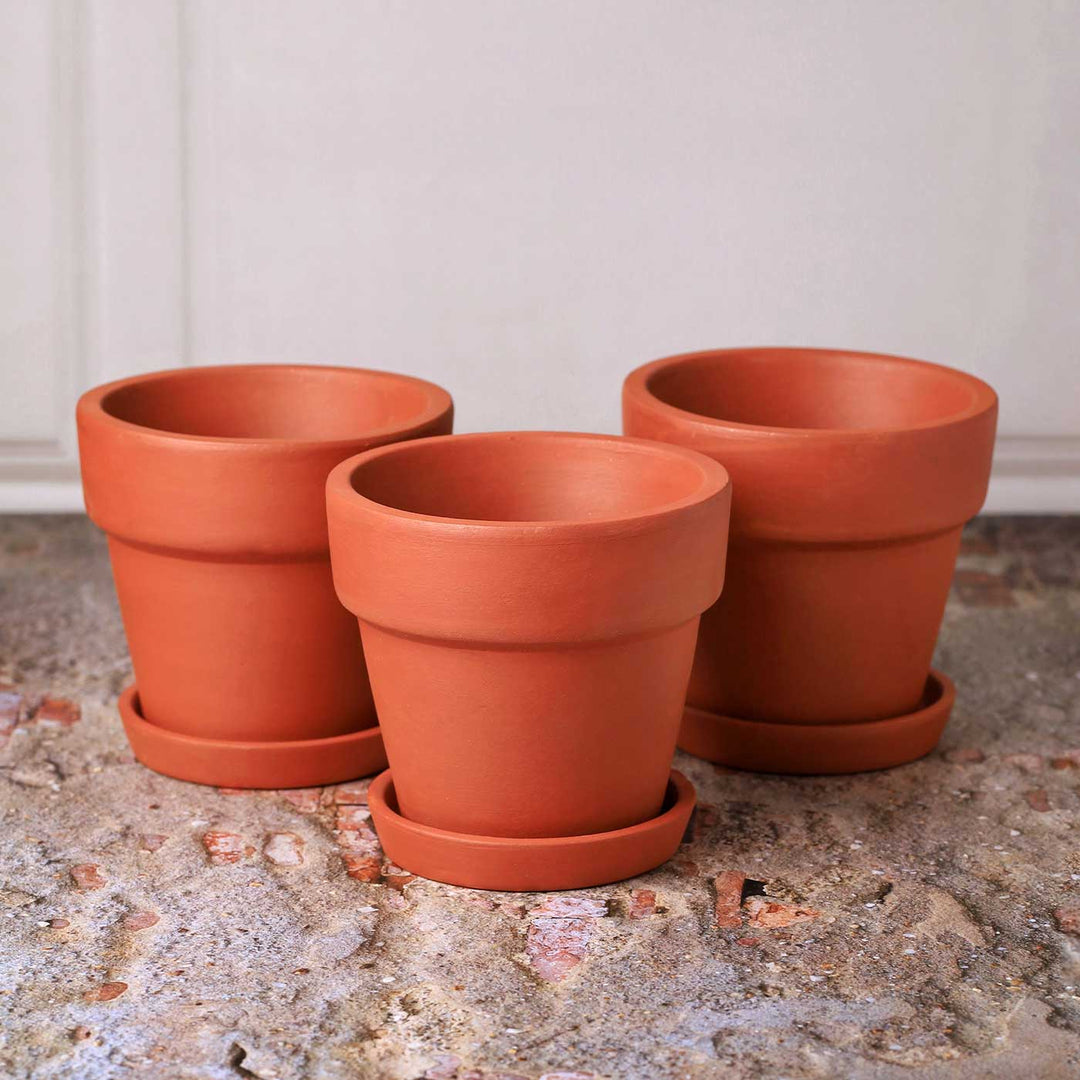 6 Inches | Handmade Medium Gamala Terracotta Planter Pots | Set Of 3