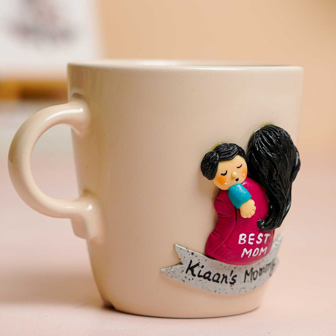 Personalized Hand-Painted Polymer Clay Best Mom Theme Ceramic Mug