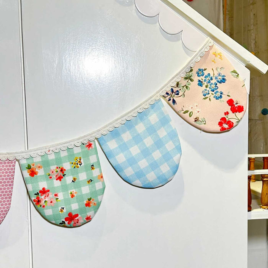 Handmade Multicolour Semi Circular Cotton Bunting - Close-up Hanging Decoration Detail