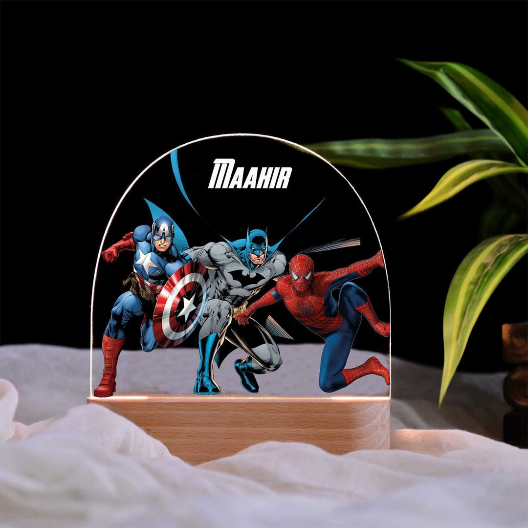 Personalized Superheroes Theme Acrylic LED Table Lamp For Kids