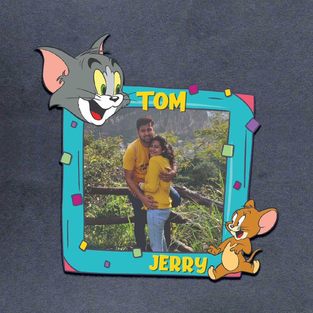 Photo Personalized Tom & Jerry Theme Wooden Fridge Magnet