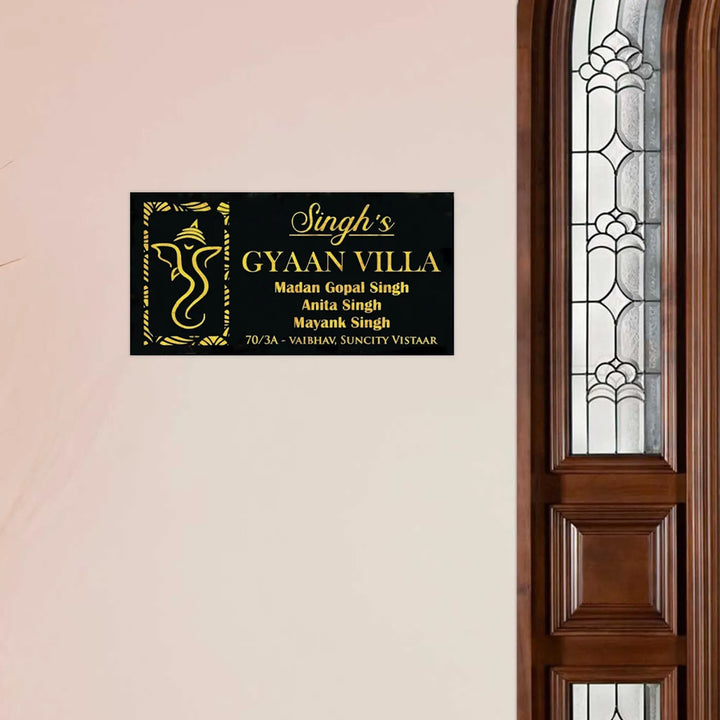 Personalized Glorious Ganesha Theme Acrylic LED Name Plate