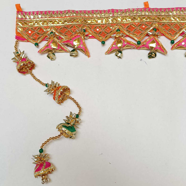 43 In | Handmade Orange & Pink Traditional Gota Patti Toran