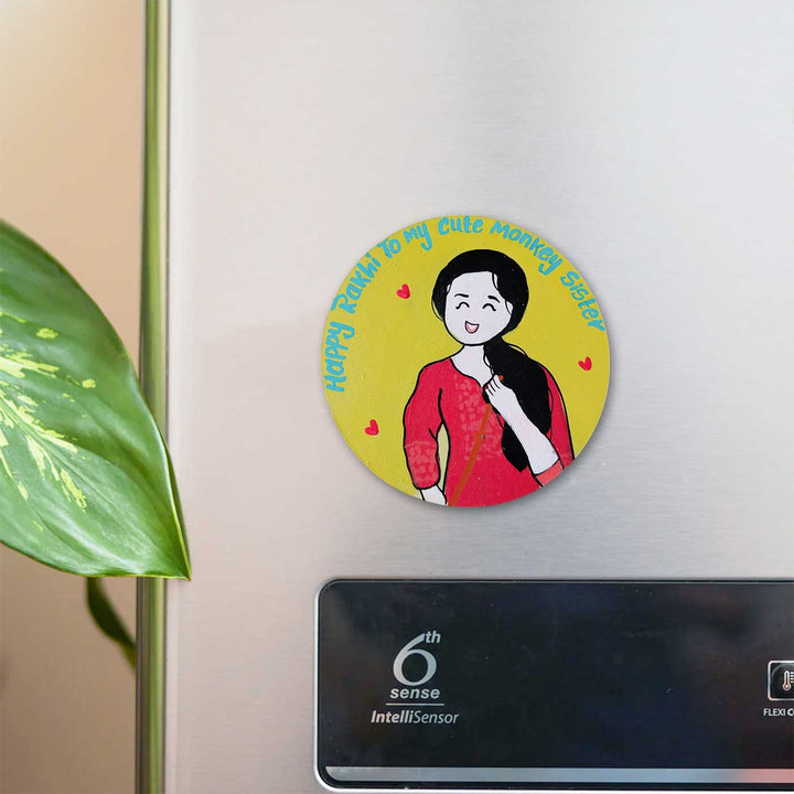 Photo Personalized Hand-Painted Sister Design Mdf Wood Fridge Magnet