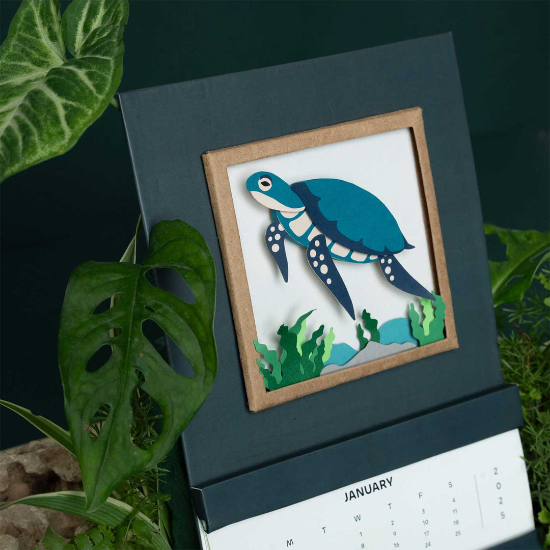 Handmade 3D Turtle 2026 Desk Calendar