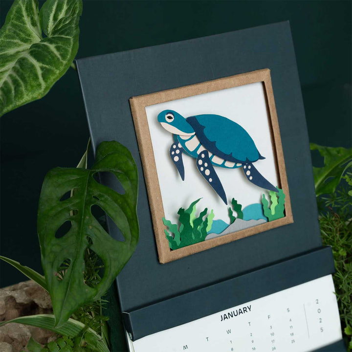 Handmade 3D Turtle 2026 Desk Calendar