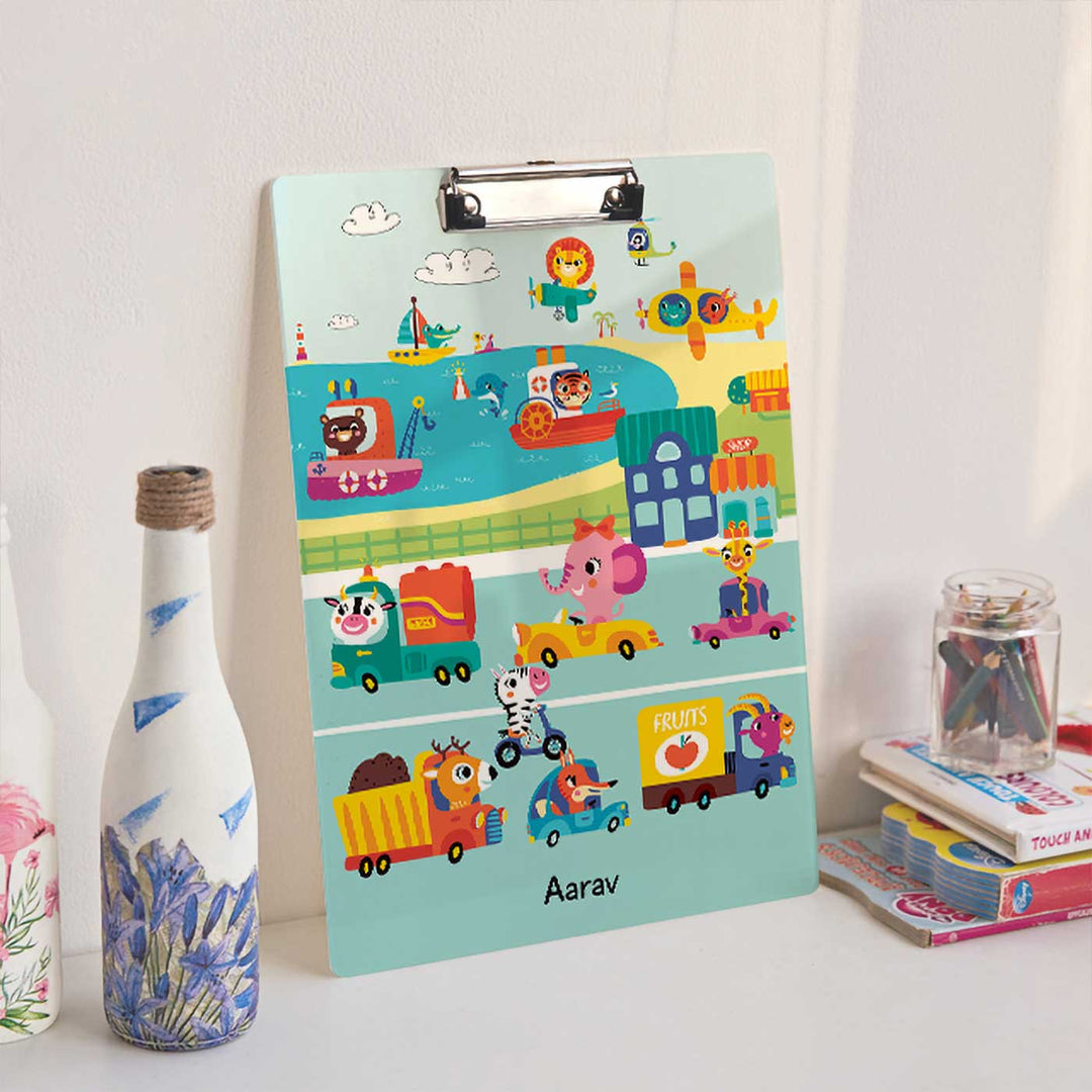 Personalized Let's Travel Theme Acrylic Clipboard