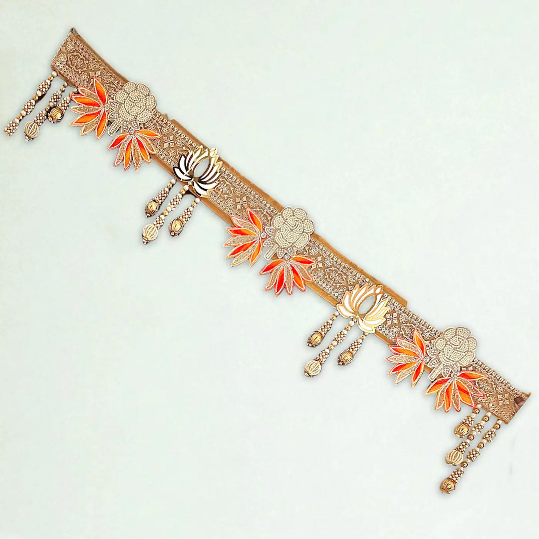 38 In | Handmade Decorative White Rose & Orange Flower Toran