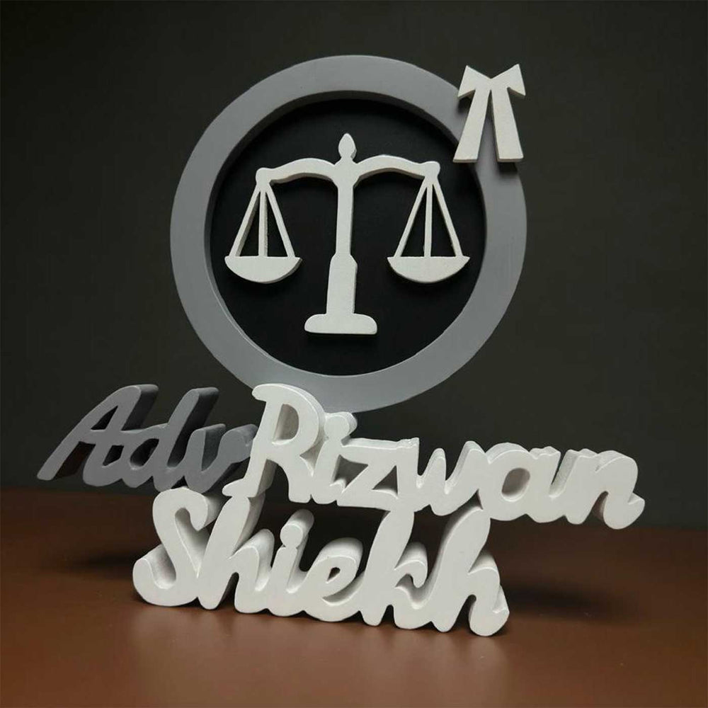 Personalized Advocate Mdf Wood Desk Name Plate - Front View Showing Name Personalization