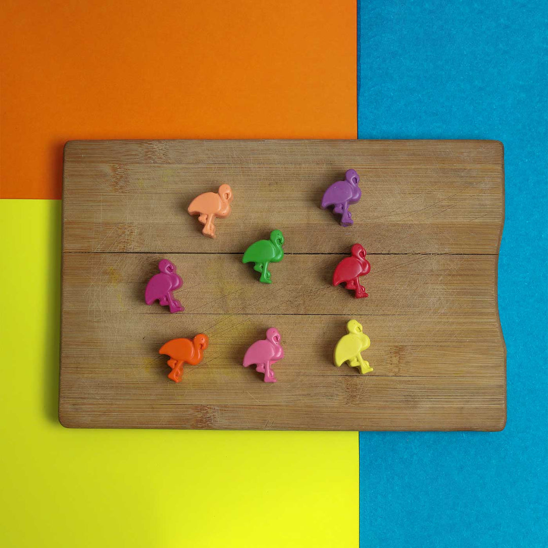 Handmade Non-Toxic Mini Flamingo Crayons | Set Of 8
