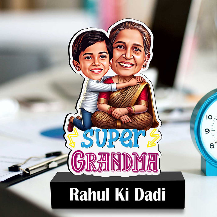 Photo Personalized "Super Grandma" MDF Wood Caricature Cutout