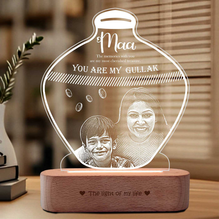 Photo Personalized Gullak Theme Acrylic Lamp For Mothers