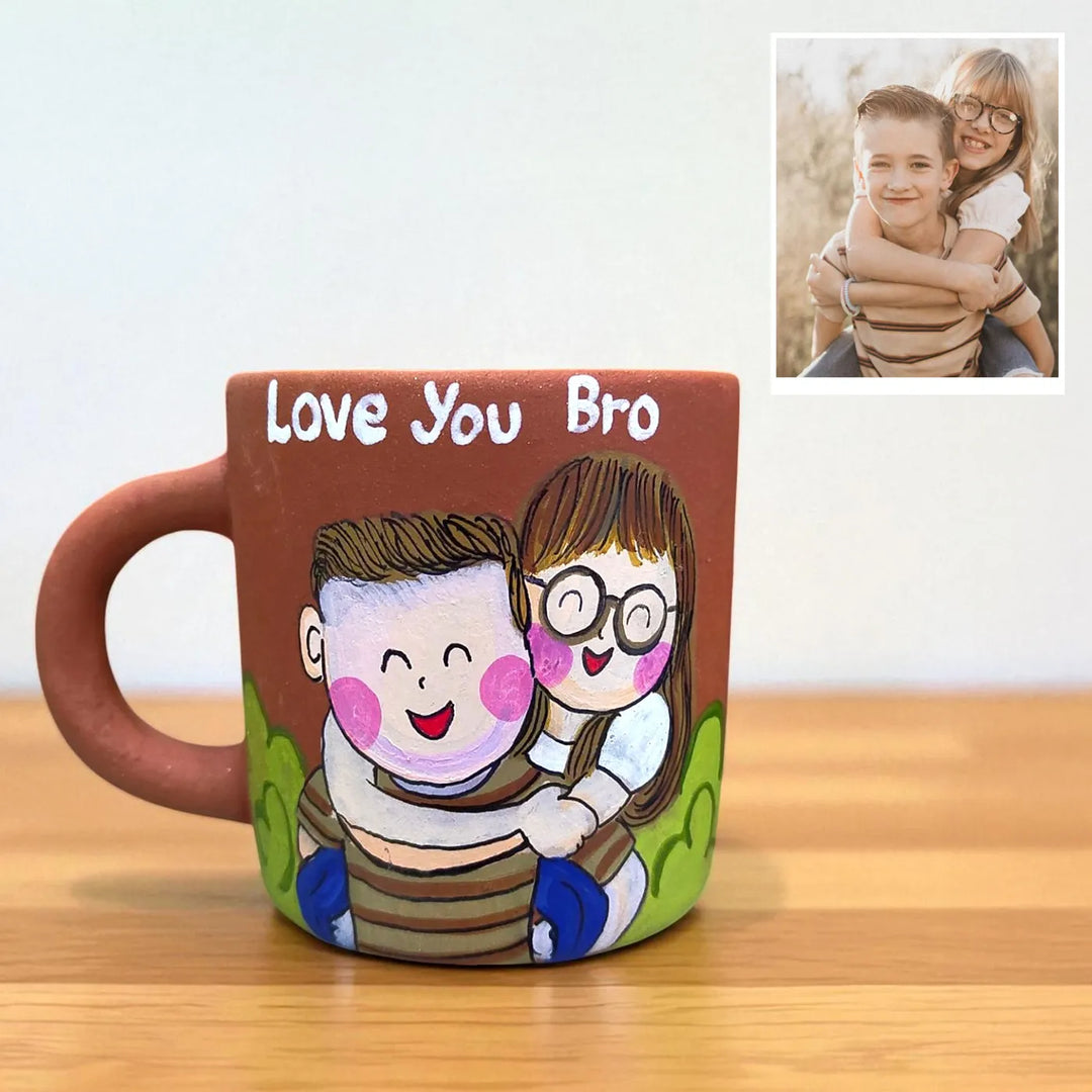 Photo Personalized Hand-Painted Terracotta Mug For Siblings