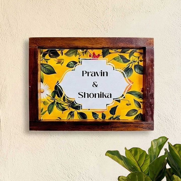 Yellow Garden Personalized Framed Rectangle Resin Name Plate