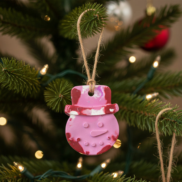 Handmade Snowman Wax Crayon Christmas Ornament