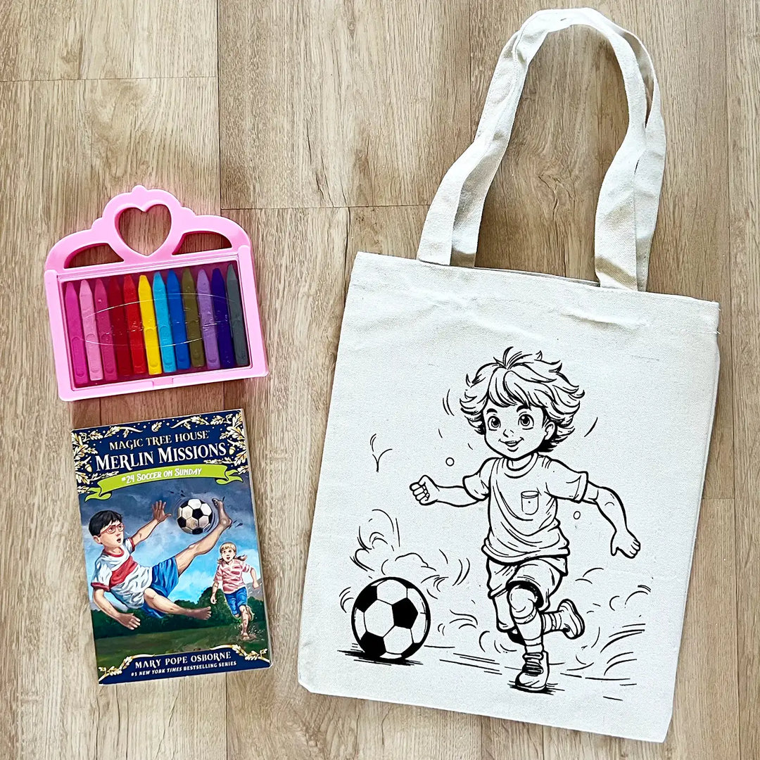 DIY Colour It Yourself Soccer Champ Cotton Kids Tote Bag