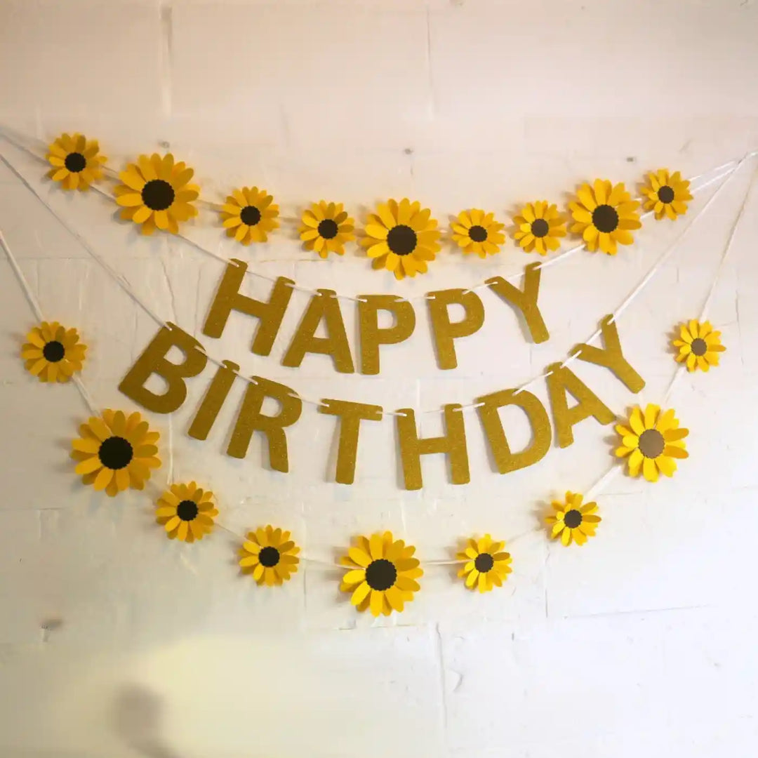 Yellow Sunflower Design Golden Paper Bunting