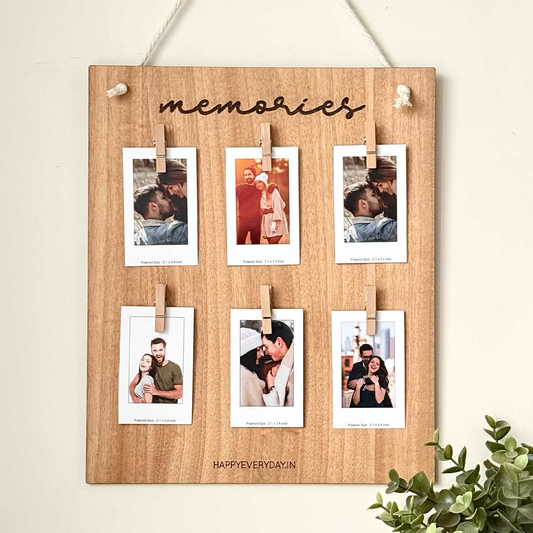 Photo Personalized "Memories" Wooden Wall Hanging With Polaroids
