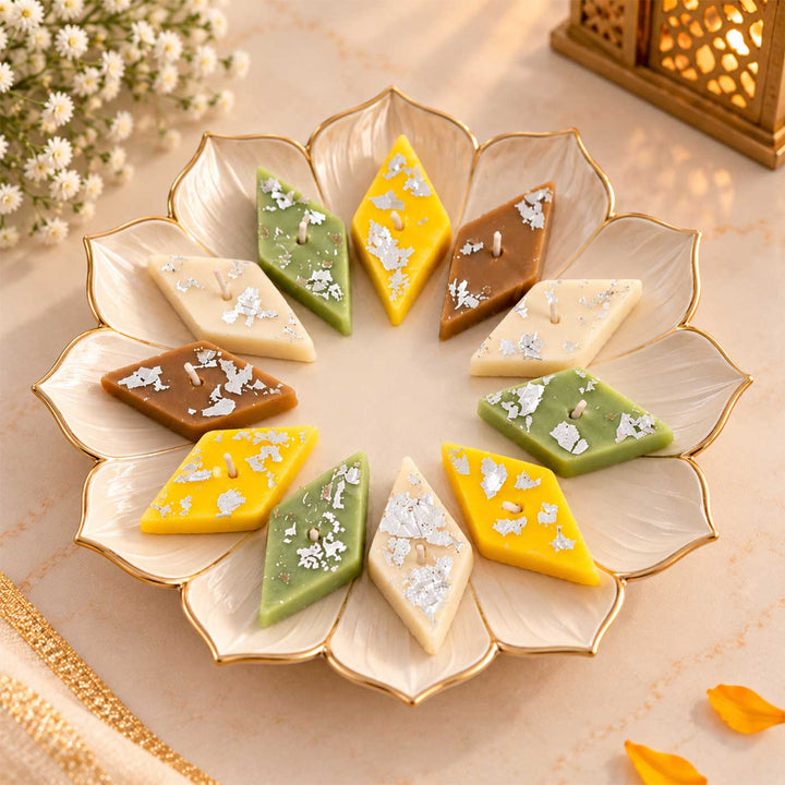 12 pc | Handmade Kaju Katli Mithai Vanilla Scented Soy Wax Candle