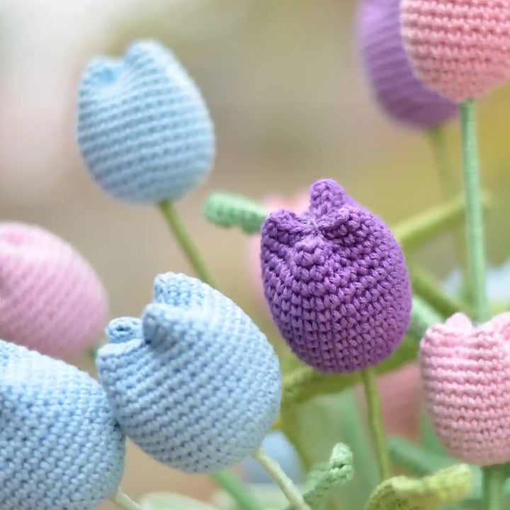 Handmade Crochet Tulips Cotton Flower Stick | Pack Of 1