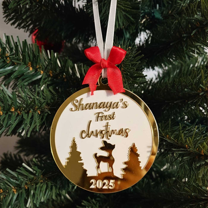 Personalized Acrylic Golden First Christmas Ornament