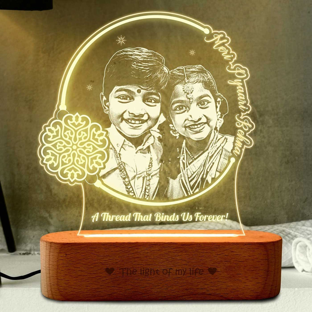 Photo Personalized Engraved Threads Of Love Acrylic Table Lamp