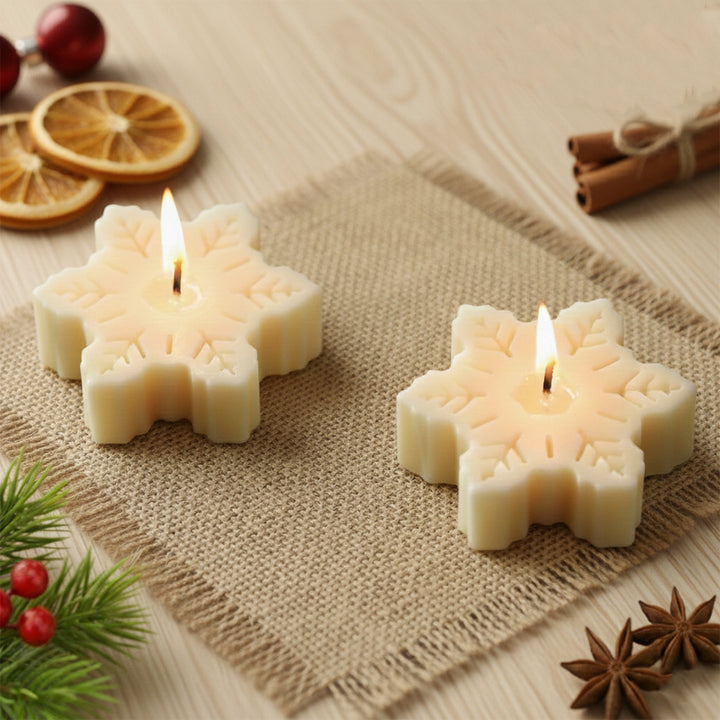 2 Pc | Handmade Snowflake Theme Soy Wax Scented Candles