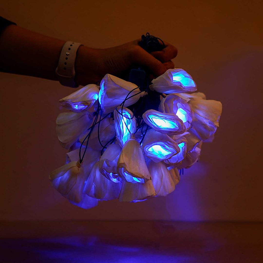 10m, 40 Bulbs | Handmade Blue Sholapith Flower String LED Fairy Light