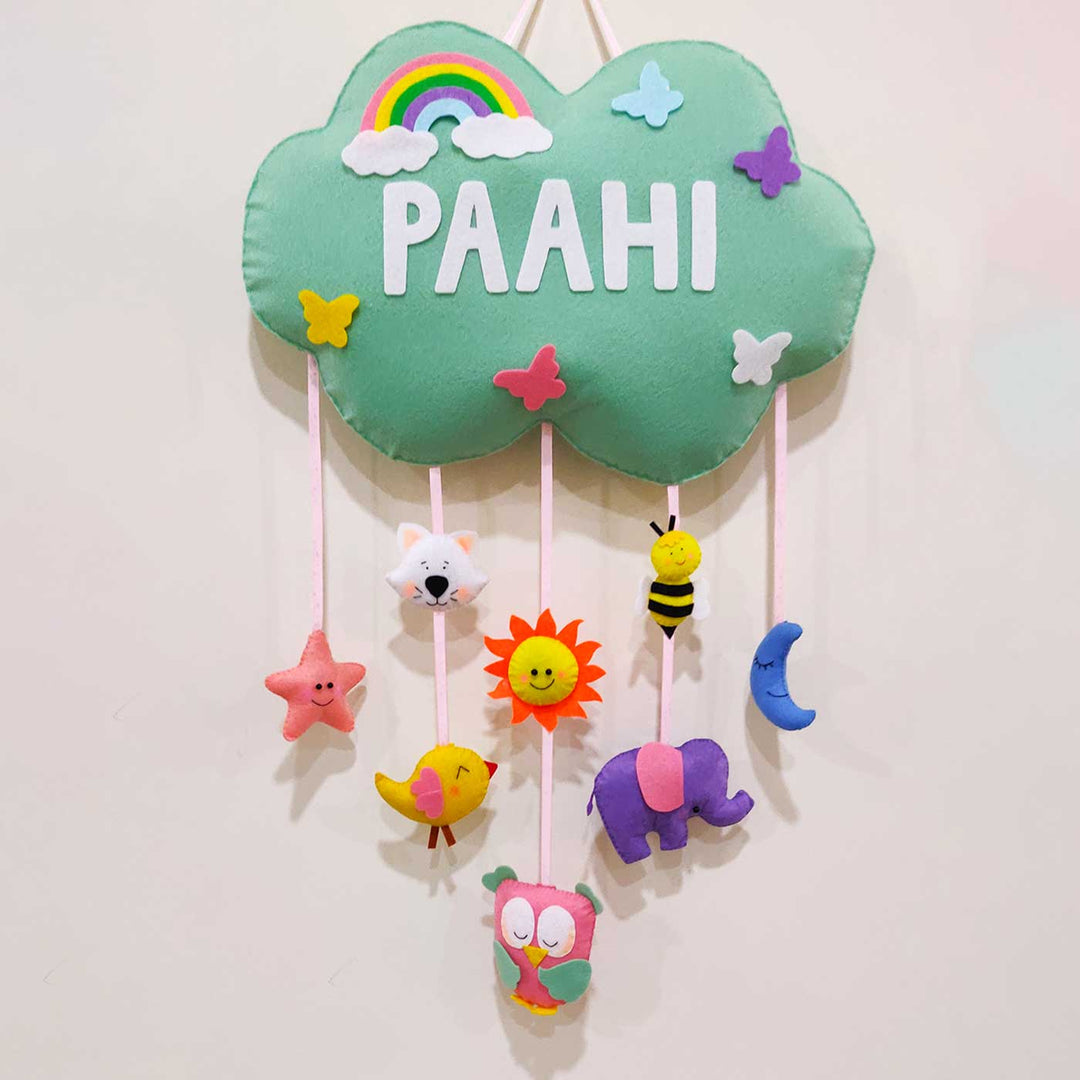 Personalized Handmade Cloud & Butterfly Theme Felt Kids Name Plate