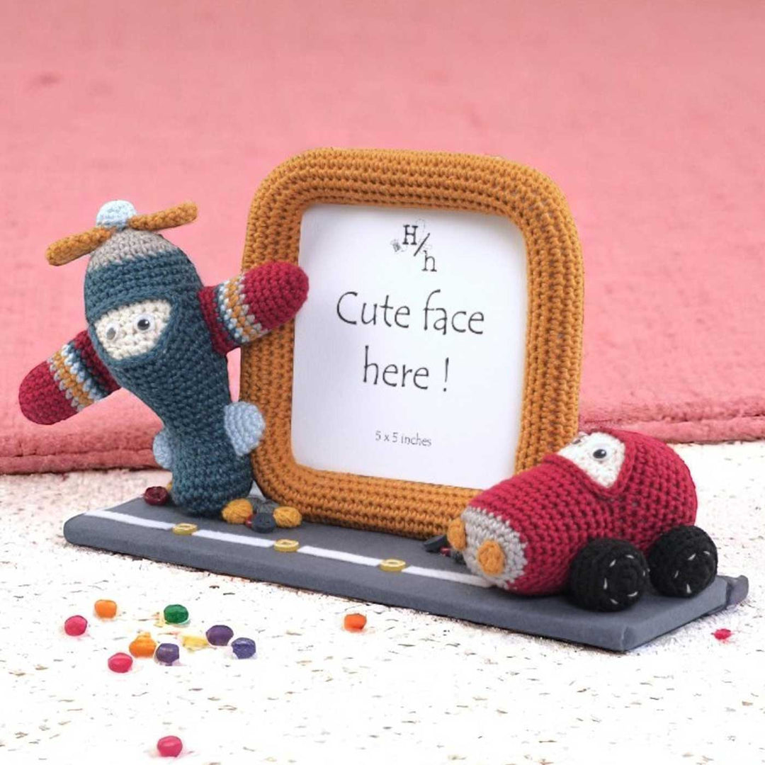 Handmade Crochet Aeroplane Photo Frame for Kids