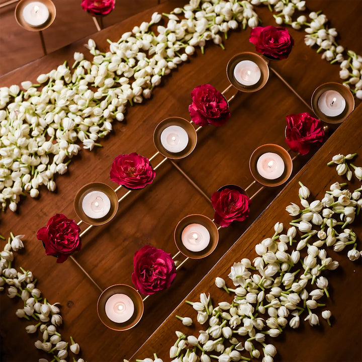 18 Inch | Decorative Small 2 Row Metal Tealight Holder