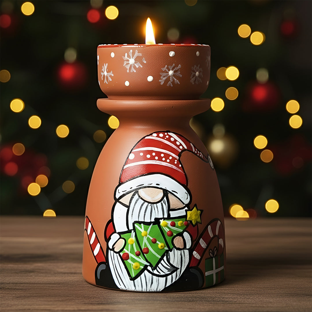Hand-Painted Gnome Tealight Holder For Christmas Decoration