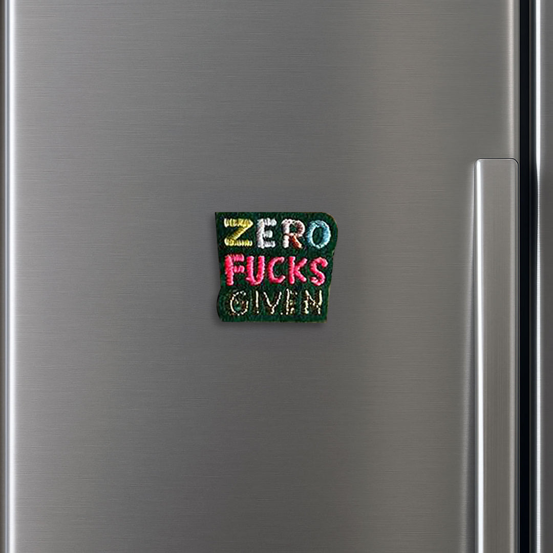 Handmade Zero Fucks Given Felt Rakhi For Brother - Magnet Mounted on Refrigerator