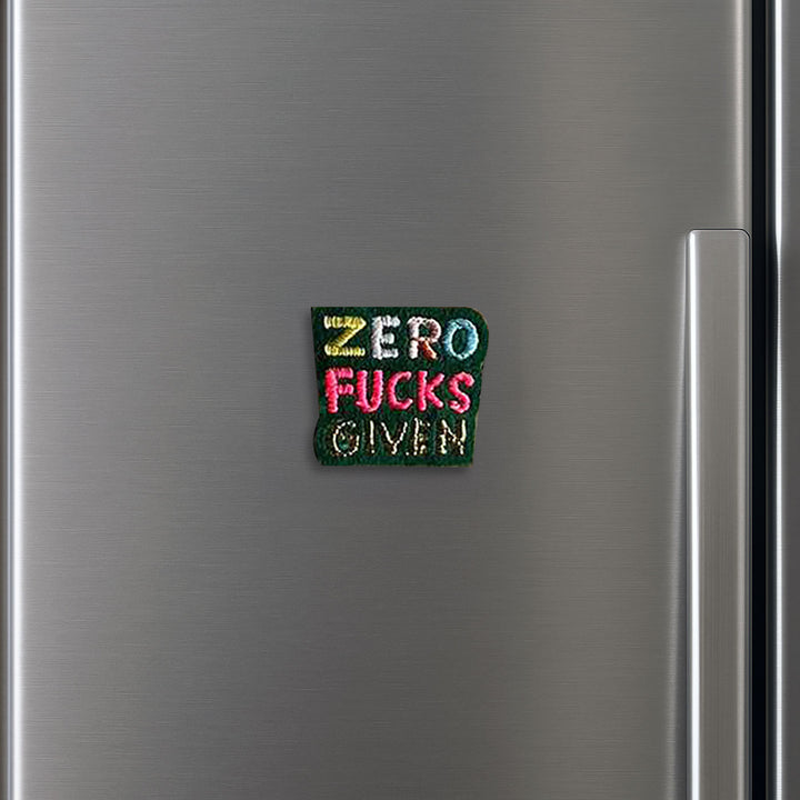 Handmade Zero Fucks Given Felt Rakhi For Brother - Magnet Mounted on Refrigerator