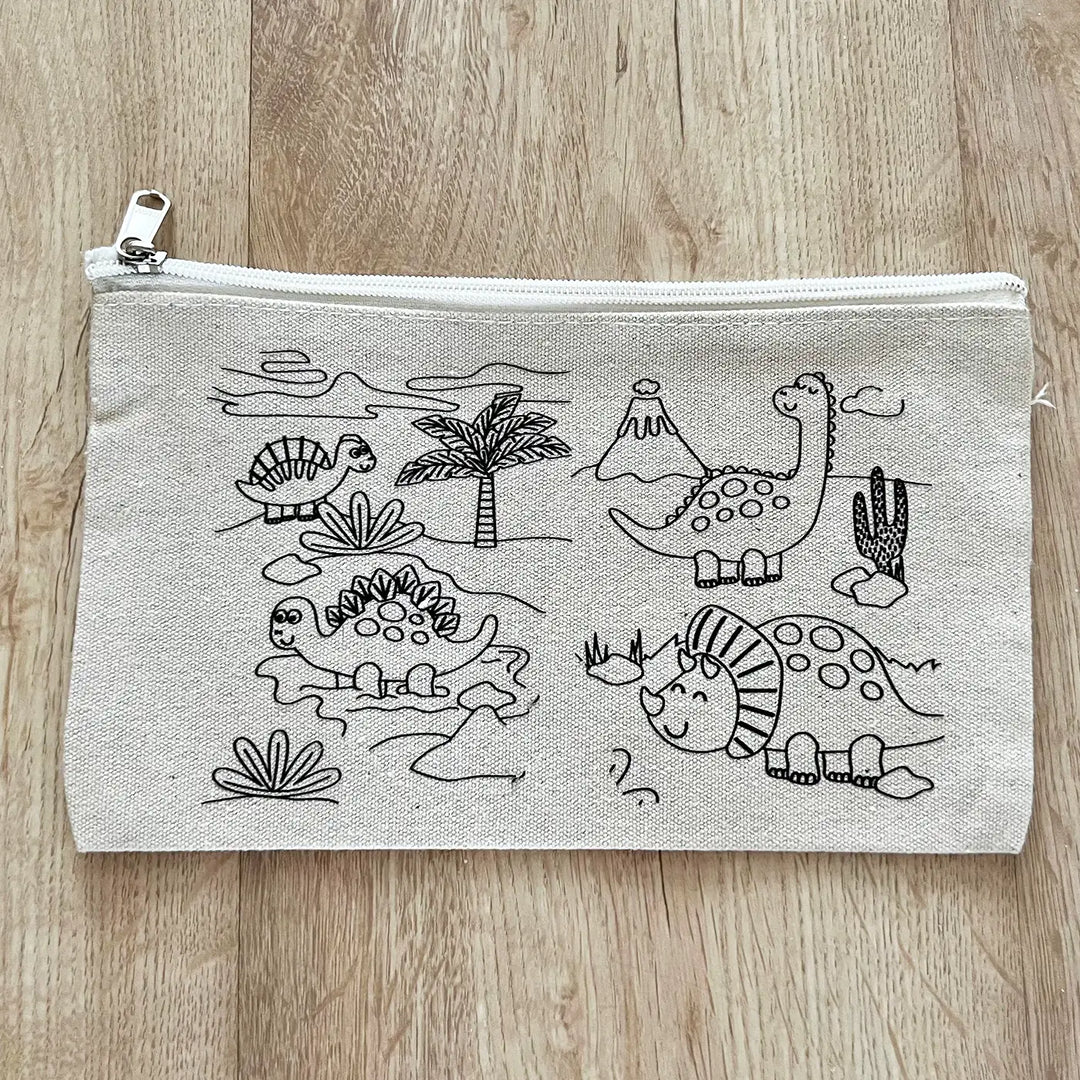 DIY Colour It Yourself Little Dinosaur Kingom Cotton Pouch For Kids