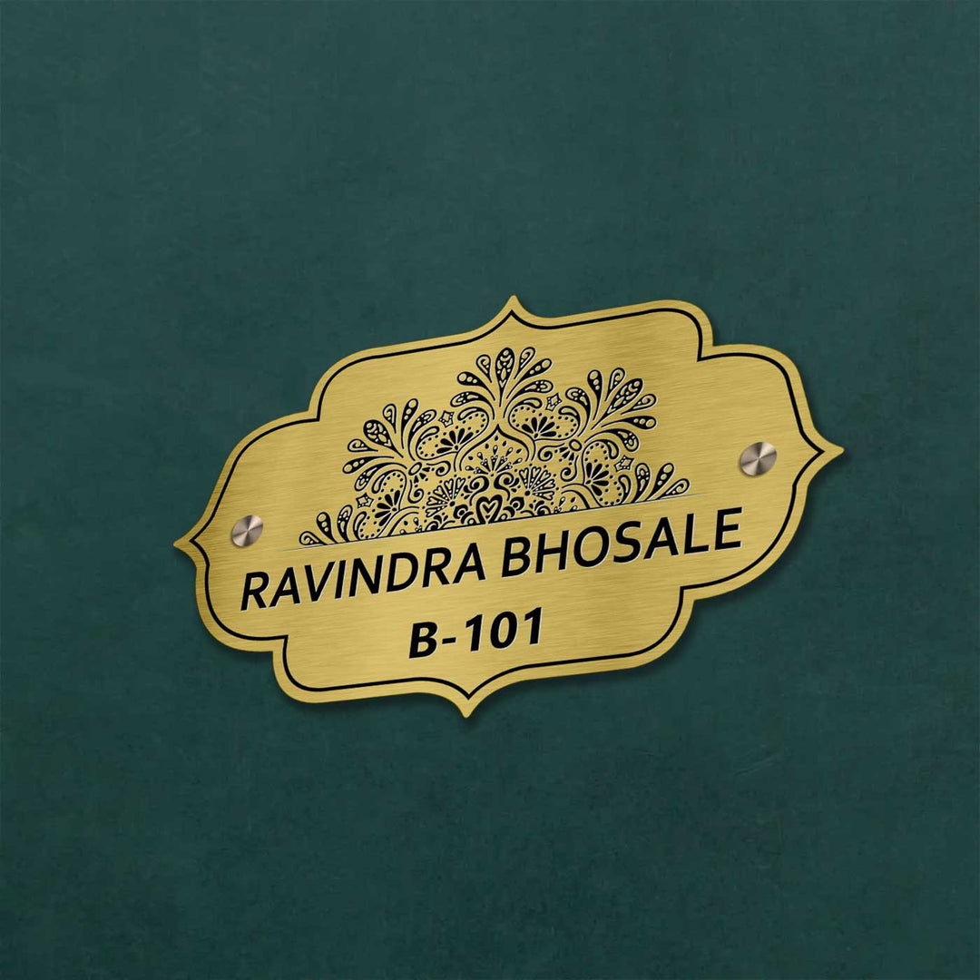Personalized Weatherproof Charming Engraved Gold Stainless Steel Name Plate - Mounted on Wall with Screws
