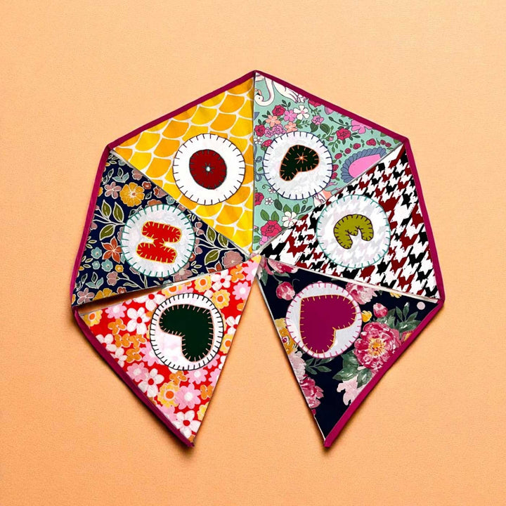 Handmade Multicolored "Hope" & Heart Upcycled Fabric Bunting