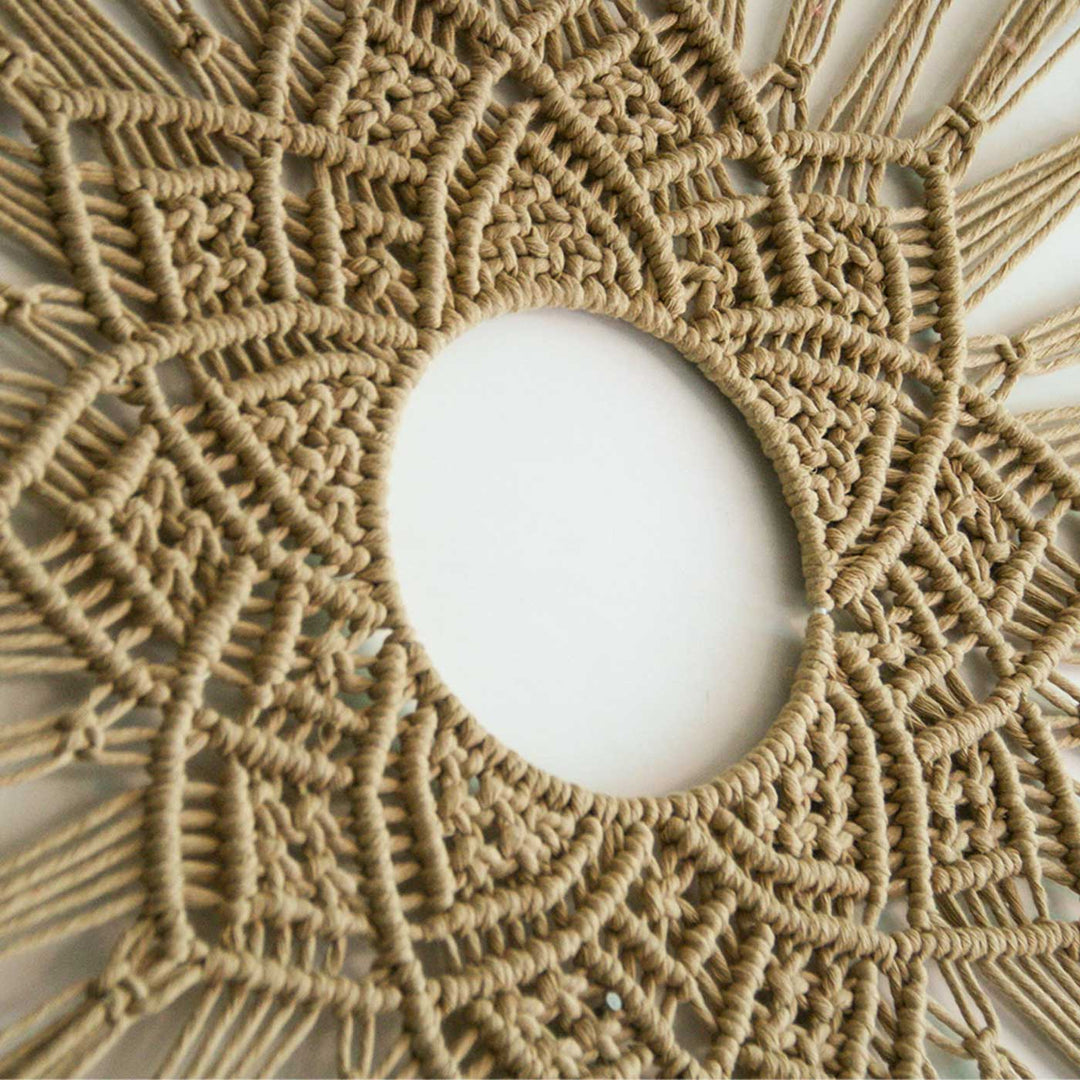 Handmade Macrame Beige Big Mandala Design Coton Wall Hanging