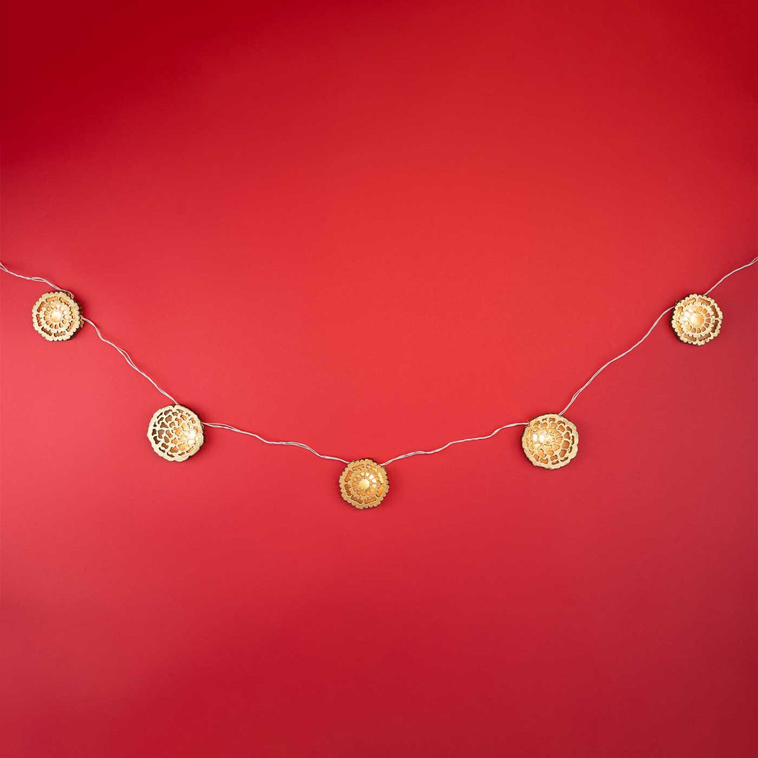 3m, 11 Bulbs | Handmade Decorative Flower Shape 3D Wooden LED Fairy Light